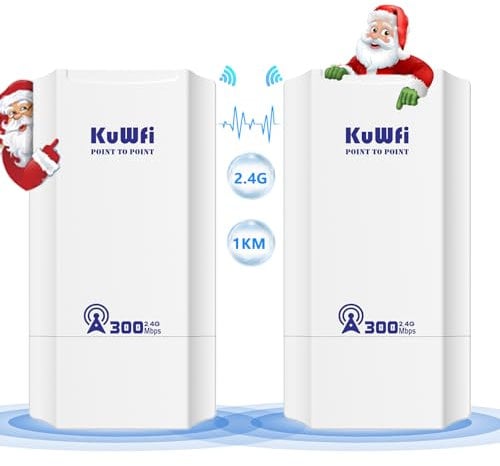 Puente WiFi para exteriores, 300 Mbit/s, punto de acceso a punto a punto, puente inalámbrico, 1 km PtP/PtMP WiFi Bridge CPE con adaptador PoE, WiFi direccional para red, Starlink, CCTV, cámara