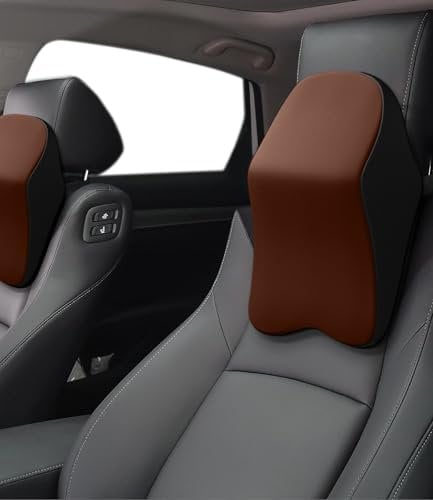 jutyum Auto Nackenkissen Kopfstütze, Memory Foam Kopfstütze Auto, Komfortabel und Atmungsaktiv Auto Kissen, Abnehmbarer Abdeckung (Schwarzer Kaffee)
