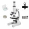 Microscopio educativo biologico, ingrandimento 200-4000x, per studenti e adulti, con clip per telefono, campione biologico e luce di riempimento (bianco)