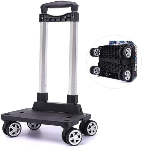XWJBDF Carrello per Zaino, Carrello Pieghevole con Ruote Girevoli A 360°, Carrelli Portavaligie in Lega di Alluminio, 4 Ruote