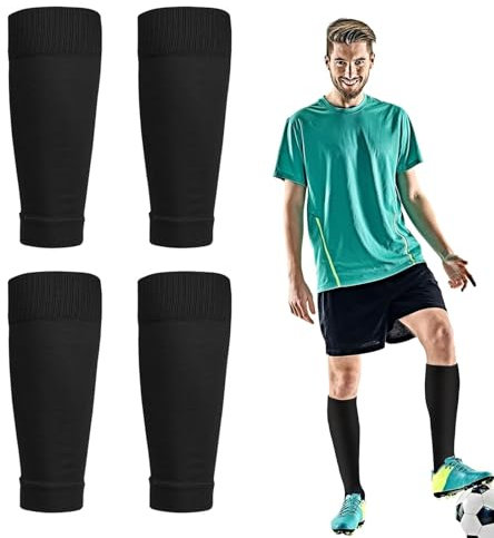 Football Sock Sleeves, Soccer Shin Guards Sleeves, Team Leg Sock Sleeve Cut Football Socks for Football Games Beginner, 2 Pairs