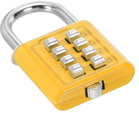 PATIKIL Cadenas à Combinaison à 8 Chiffres Mécanisme de Verrouillage Jaune | Cadenas Numérique de Sécurité à Bouton-Poussoir pour Casier de Sport de Gymnase, à 4 Positions
