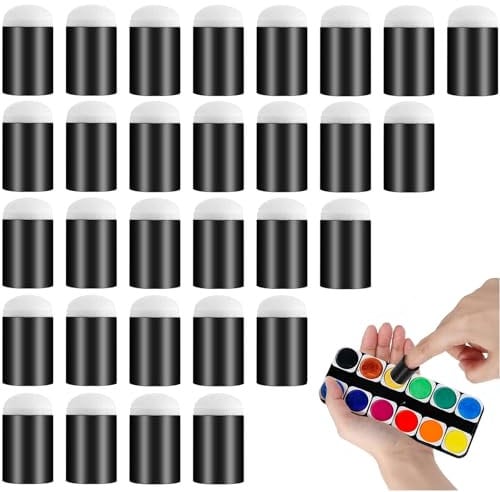 30Pcs Face Painting Sponges, Paint Sponges, Finger Sponge Daubers, Finger Sponges Chalk Stamping Tool, Sponges for Painting, Multifunctional Painting Finger Sponges for Painting Art Ink Crafts Chalk