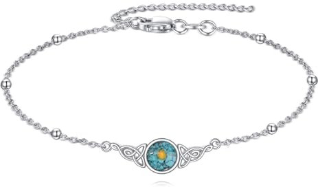 POPLYKE Mustard Seed Turquoise Armband für Frauen Sterling Silber Celtic Knot Armband Schmuck Geschenke für Freundinnen
