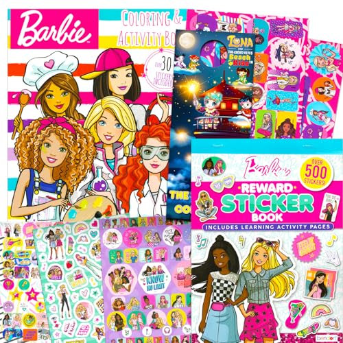 500+ Barbie Sticker-Aktivitätsset für Mädchen – Bündel mit Stickerbuch, Mal- und Aktivitätsbuch