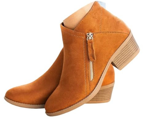 ticticlily Stivali Estivi Donna Con Cerniera Primaverili Invernali Eleganti Stivaletti Morbidi Tacco Basso Ankle Chelsea Boots Cowboy Bassi A Marrone 38 EU