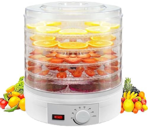 Deshidratador de frutas y verduras, deshidratador de alimentos de 350 W con temperatura ajustable de 35 a 70 °C, secador de alimentos con control de temperatura con 5/8 bandejas apilables cecina