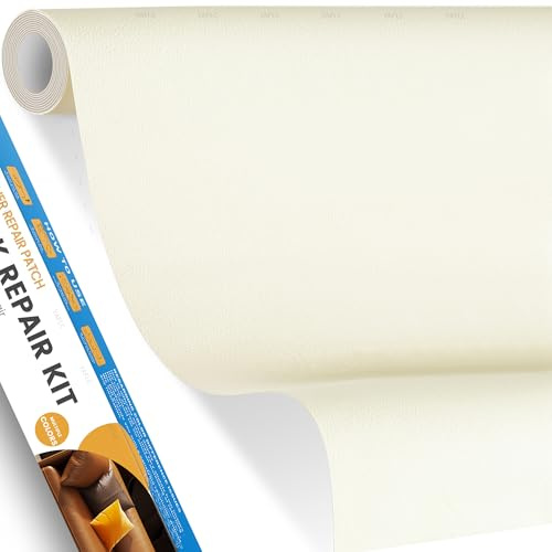 Kunstleder Selbstklebend Reparaturset, Leder Reparatur Set Milchweiß | 40x80cm Selbstklebend Kunstleder Reparaturset, Leder Reparatur Patch Selbstklebend für Couch, Sofa, Autositz Möbel, Jacken