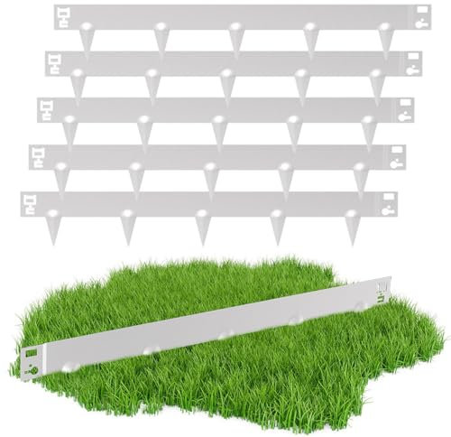 Jopassy Rasenkante Metall,beeteinfassung Metall,Mit Dornen für einfache Bodeninstallation 100x15cm Beeteinfassung Mähkante Palisade Gartenbeet, Grau (Länge 5m - Höhe 15cm)