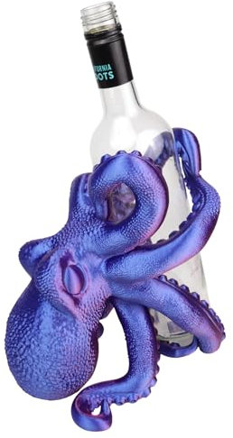 Needzo Schillernder Oktopus-Weinhalter, nautischer Flaschenständer, einzigartige Bar-Dekoration, Farbe kann variieren, 21,6 cm
