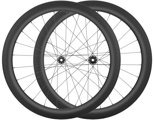 700C Carbon Fiber Rennrad Laufräder Heights 28/32/35/38/42/45/50/55/65mm Scheibenbremse 24H Naben Thru Axle Vorder- Und Hinterrad Zentralverschluss for 8-12 Gänge(55mm)