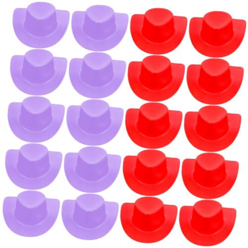 HONITANO 20stücke Teiliges Mini Cowboyhüte Aus Kunststoff Für Puppenhaus-Dekoration Bunte Kleine Hüte Für Partys Und Kreative Bastelprojekte Geeignet Für Verschiedene Anlässe