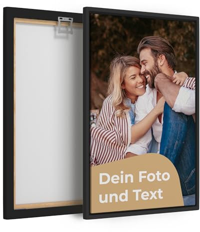 Cimpress Personalisiertes Leinwandbild, Ihr Foto auf Leinwand mit Rahmen, 40x60 cm, selbst gestalten mit Bild & Text, Wanddeko bedruckt – Geschenk zum Muttertag, Vatertag
