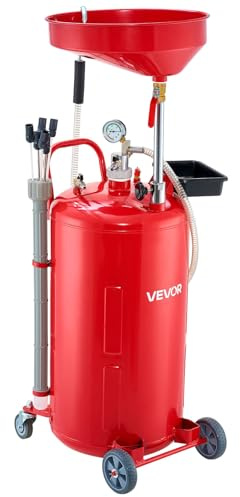 VEVOR Tanque de Drenaje de Aceite Usado, Drenaje de Aceite Portátil Neumático de 79,5 L con Embudo Ajustable y Ruedas, Drenaje de Combustible Líquido para Taller de Reparación de Automóviles, Rojo