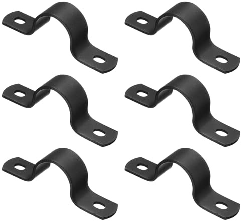 QUARKZMAN 6Stk Metall Rohrschellen 3/4 Zoll Kohlenstoffstahl Schwarz | Zwei-Loch-Band U-Bügel Rohrschelle Kabelkanalschellen, Für Rohrfixierung Drahtkabelinstallation