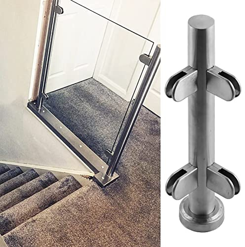 Poteaux de balustrade en verre avec pinces de serrage pour escaliers de grenier, système de garde-corps rond pour terrasse, clôture, intérieur et extérieur, et solution de sécurité élégante