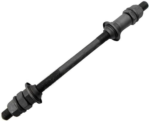 Cawhui 1Pc Black Bike Axle 190MM for Bike Multiple Speed Rear Hub Axle 3/8 Inch 26 TPI Hub Shaft Conical Lock Nut Washer Kit Hubs Wheels Cycling Accessories