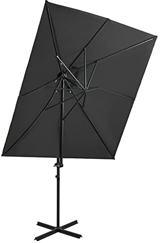 Ampelschirm mit Lüftung 250x250 cm Anthrazit neigbar drehbar, UV-Schutz Aluminiummast, rechteckiger Sonnenschirm für Garten Terrasse, Sonnenschutz Außenbereich Schattenspender