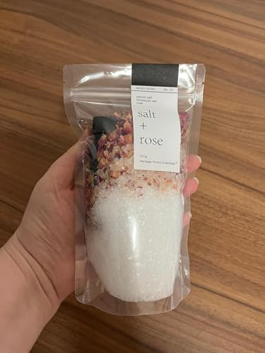 Heritage Home Essentials Salt + Rose Luxury Bath Soak, 350g, Epsom and Himalayan Salt with Rose Petals, Essential Oil Blend, Body Soak No.16