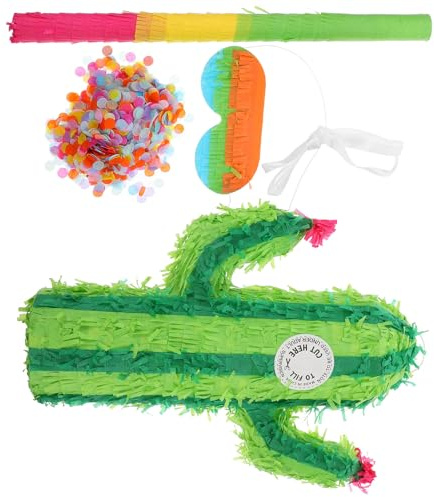 HYTROVE Piñata Anniversaire Cactus en Papier Réutilisable Accessoires Bâton et Bonbons, Décoration Fête Interactive pour Garçon et Filles Lors de Bridal Shower et Couleur Aléatoire