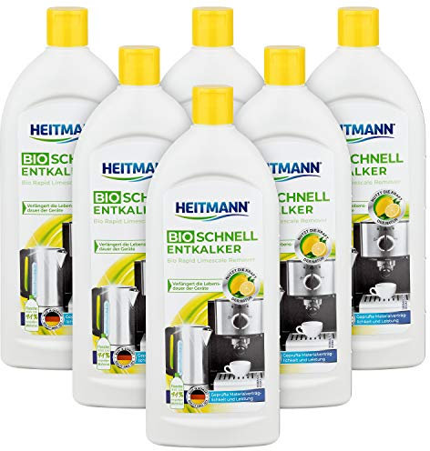Heitmann Bio Schnell Entkalker: Reinigung von Elektrogeräten, Kaffeemaschinen, Espressomaschinen, Wasserkocher, 6×250ml