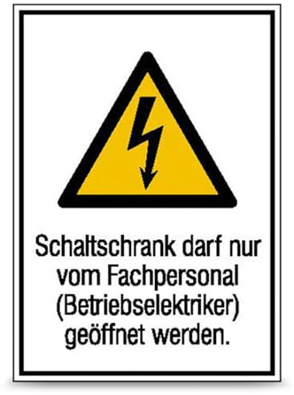 Betriebsausstattung24 Warn-Koombischild Schaltschrank darf nur… - PVC-Folie, selbstklebend - 13,1 x 18,5 cm - Symbol und Text Schild W012