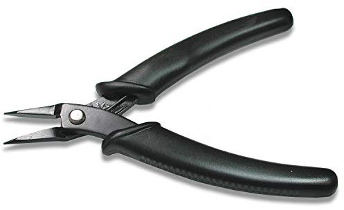The Beadsmith Hi-Tech Chain Nose Pliers, 5.5 inches (140mm) with high Carbon Steel Head, Black Comfort Grip Handle with Spring, Tool for Jewelry Making, Electronics or Micro Mechanics