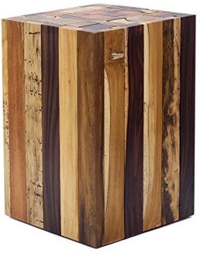 Brillibrum Design Beistelltisch aus Treibholz Stücken massiver Holzklotz Blumensäule Treibholz-Hocker Holzblock Massiv Stabil Blumenhocker Echtholz 45 x 30 x 30 cm