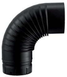Coude plissé 90° émaillé 7/10e soudé en continue, diamètre 150 mm , noir mat (RAL 9019) Réf. CD 90 150 E NM / 56150941