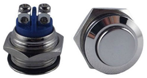 IP65 Klingel Taster Taste Drücker F Drucktaster Knopf KFZ Klingelknopf Hupe Hupenknopf 12V 24V 48V 2A Türklingel Klingelknopf 1 polig (19mm, silber)