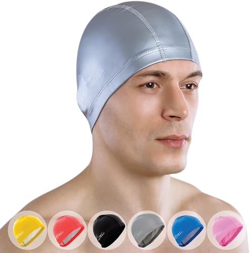 AqtivAqua Bonnet de Bain pour Adultes et Enfants – Spandex Doux et élastique avec Couche protectrice – Idéal pour Une Utilisation dans Les piscines ou l'eau Libre