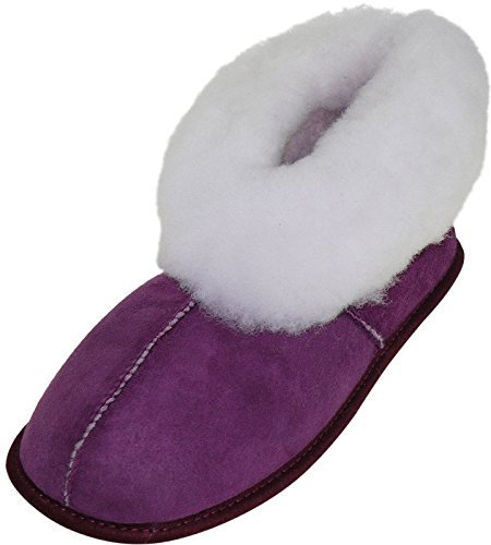 Harrys-Collection Damen Herren Hausschuhe aus Lammfell in 5 Farben, Farben:lila, Schuhgröße:41