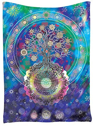 Indian Tapisserie Wandbehang Wandteppiche,Goldbeing Mandala Tuch Wandtuch Gobelin Tapestry Baum des Lebens mit floralem Stil als Dekotuch /Tagesdecke