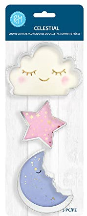 R & M International 5208 Himmlische Wolke Stern Mann im Mond 3-teiliges Ausstechformen-Set Silber