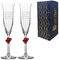 Personalised Engraved 2 Lamour Red Heart Champagne Flutes Gift Box Wedding Anniversary Christmas