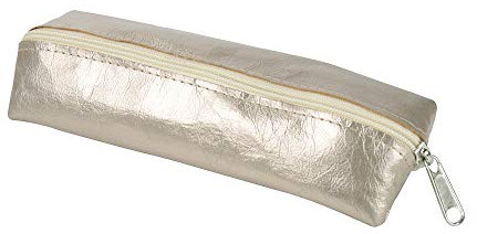 BIOZOYG Federmäppchen TED Größe M aus waschbarem Papier 0,55 cm stark I nachhaltiges Etui für Stifte Kugelschreiber Füller I Faulenzer Schlampermäppchen in Lederoptik metallic Platinum