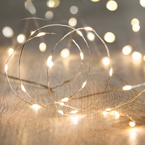 Lights4fun Set of 12 Battery Operated Fairy Lights with 20 Micro Warm White LEDs on Silver Wire