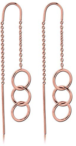 viva-adorno Damen Ohrringe Durchzieher Ketten Ohrhänger Ringe echt 925 Sterling Silber Rosegold beschichtet Z542