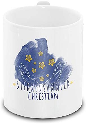 Tasse mit Namen Christian und Sternensammler-Motiv | Keramik-Tasse