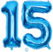 SNOWZAN Luftballon 15. Geburtstag Deko Blau Junge Zahl 15 Riesen Folienballon Helium Nummer 15 Luftballon Große Zahlen 15 Jahre XXL 15. Happy Birthday 32 Zoll Riese Zahl 15Geburtstag für Party