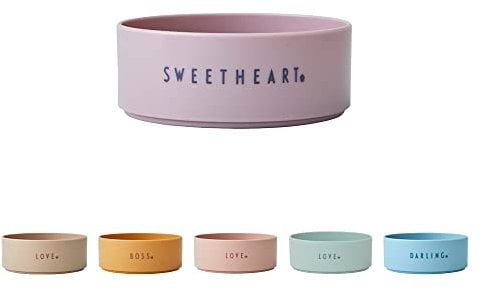 Design Letters MINI Lieblingsschale in Tritan für Baby und Kinder, MINI SWEETHEART (Lavendel) - BPA-frei & BPS-frei, Süße Wörter auf Vorder- und Rückseite gedruckt, Drop-Safe, Spülmaschinenfest