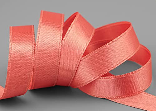 finemark 3 m x 15 mm Satinband TERRAKOTTA Koralle (508) doppelseitiges Schleifenband aus Satin ohne Draht weich und glänzend Geschenkband Deko Band Double face Dekoband Dekorieren Basteln