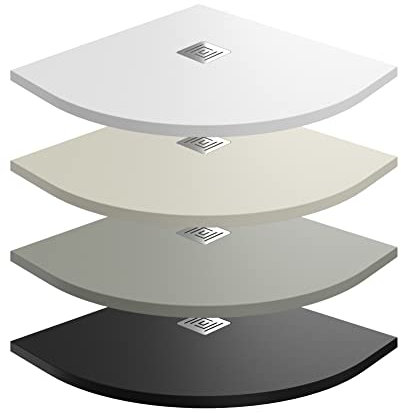 GME - Piatto Doccia semicircolare a Carica Minerale, in Ardesia, Colore: Bianco, Beige, Grafite, 80 x 80 cm, Beige RAL 9001