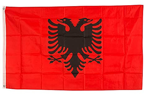 Liummrcy Albanische Flagge, Bundes- und Landgarten-Flagge National Dorm Hanging Polyester Banner Albanische Nationalflaggen Polyester mit Messing-Trümmern