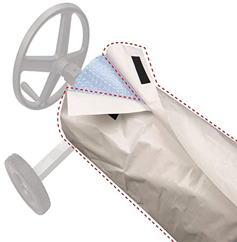 Anawakia Dispositivo di avvolgimento per piscine in plastica per piscine con una protezione accidentale, impermeabile, telo di copertura per piscina con sistema di avvolgimento (610 x 96 cm)