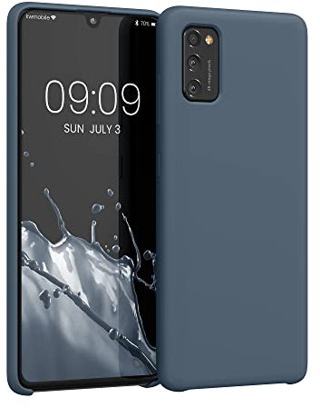 kwmobile Hülle kompatibel mit Samsung Galaxy A41 Hülle - Silikon Handy Case - Handyhülle weiche Oberfläche - kabelloses Laden - Dunkler Schiefer