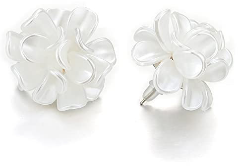 Mode Stil Weiß Blütenblatt Blumen Statement Ohrstecker Ohrringe Acryl