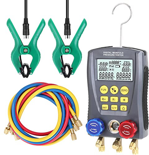 Daoco Manometer, Kälte, digitales Vakuum, Druckverteiler, Messgerät, Heizung, Lüftung und Klimaanlage, Temperaturprüfer, Ventile, Werkzeugsatz, Multicolor
