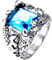 Homxi Punk Ringe Herren,Ringe Drachenklaue mit Quadratisch Stein Herren Ring Edelstahl Blau Ringe Herren Größe 62 (19.7)