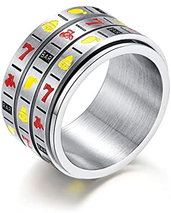 Anti Stress Ring Größe 65, Freundschaftsringe Titan Carbon Anxiety Primärfarbe Spielautomat für Obst Schmuck Spinner Geschenk
